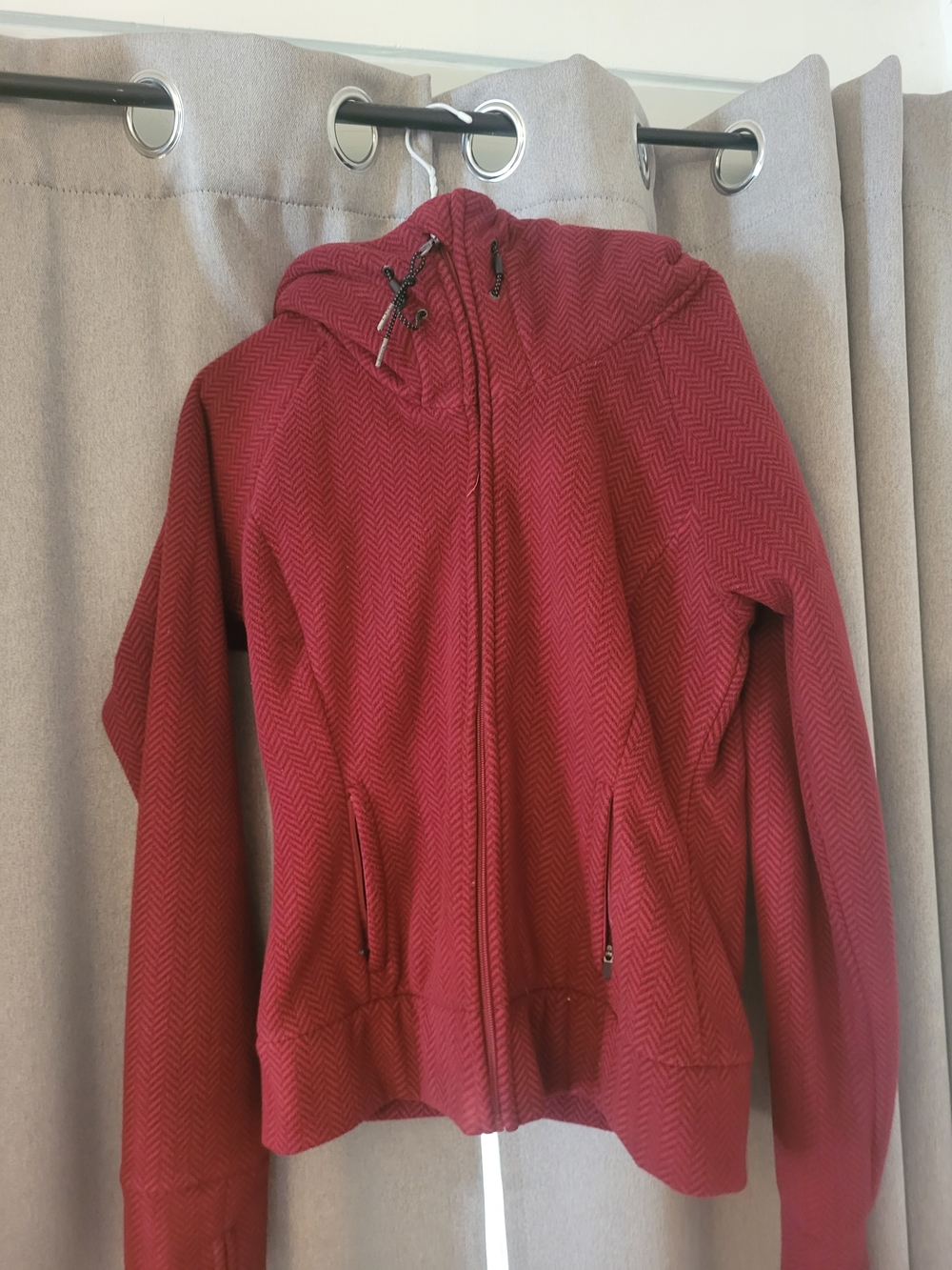 Bench Women's Deep Red Zip-Up Hooded Bomber Jacket
